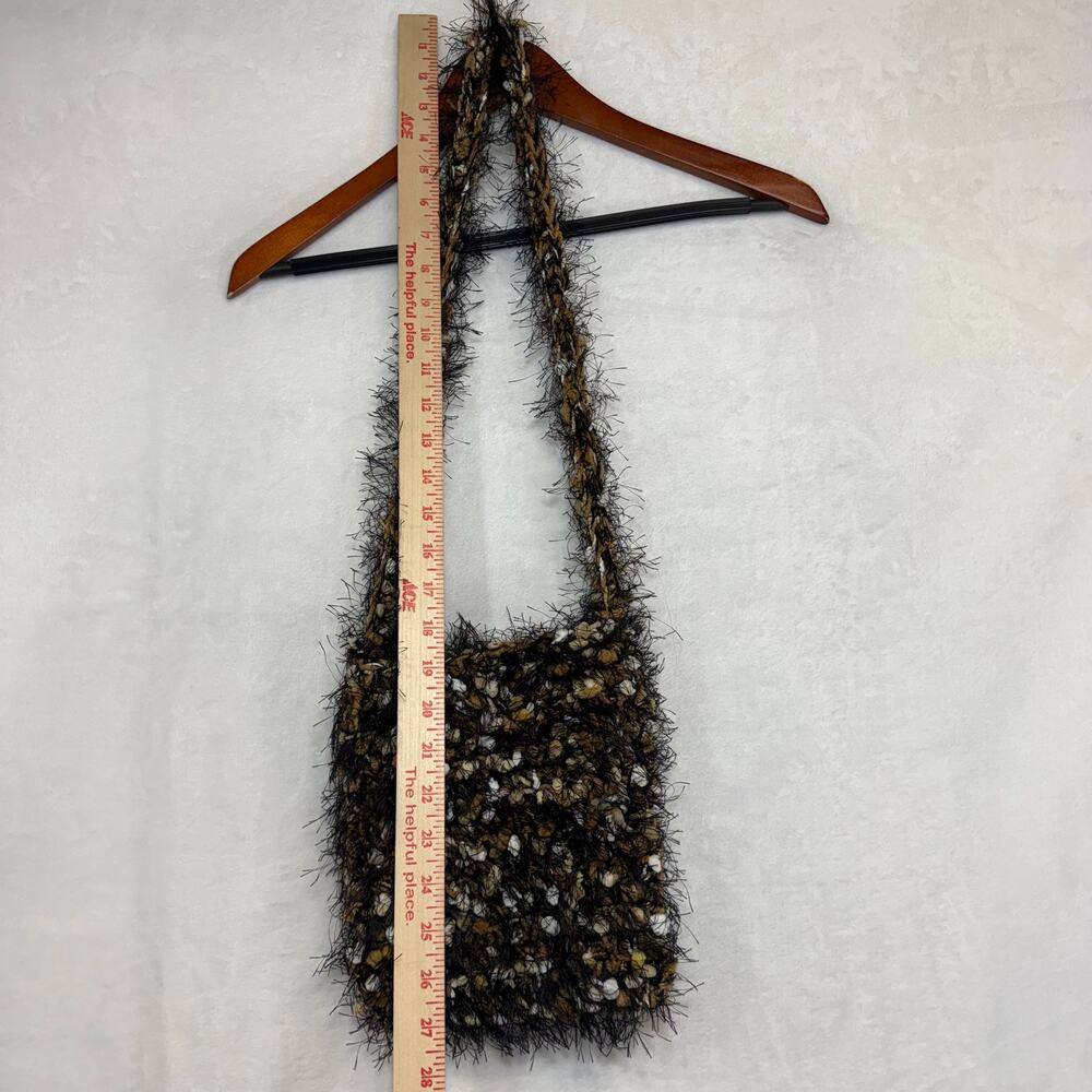 Funky Retro Knitted Multicolor Small Crossbody Bag Purse Y2K Fuzzy Cute Festival - Picture 6 of 7